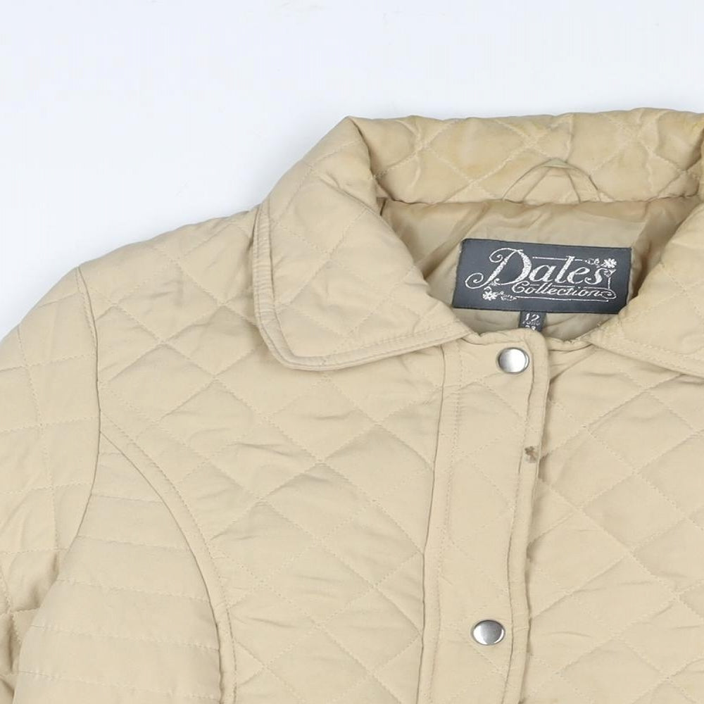 Dales Collection Womens Beige Quilted Coat Size 12 Zip