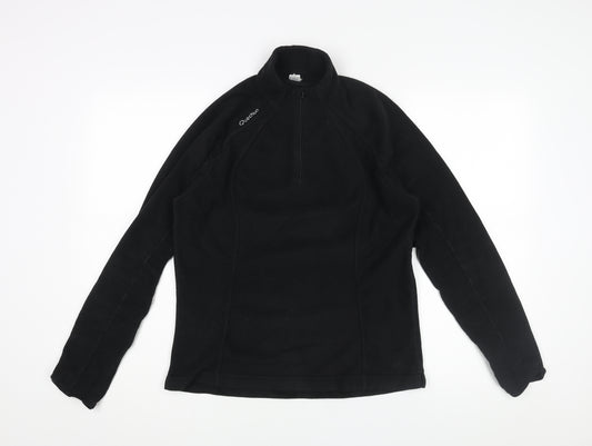 Quechua Womens Black Polyester Pullover Sweatshirt Size L Zip - Logo