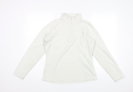 The North Face Womens White Polyester Pullover Sweatshirt Size M Zip - Logo