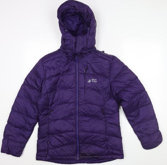 North Ridge Womens Purple Puffer Jacket Jacket Size 12 Zip - Logo Hooded