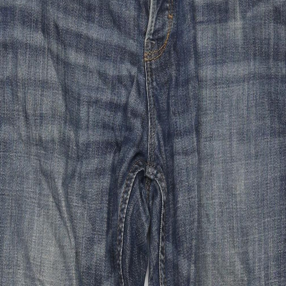 George Mens Blue Cotton Straight Jeans Size 36 in L29 in Regular Zip