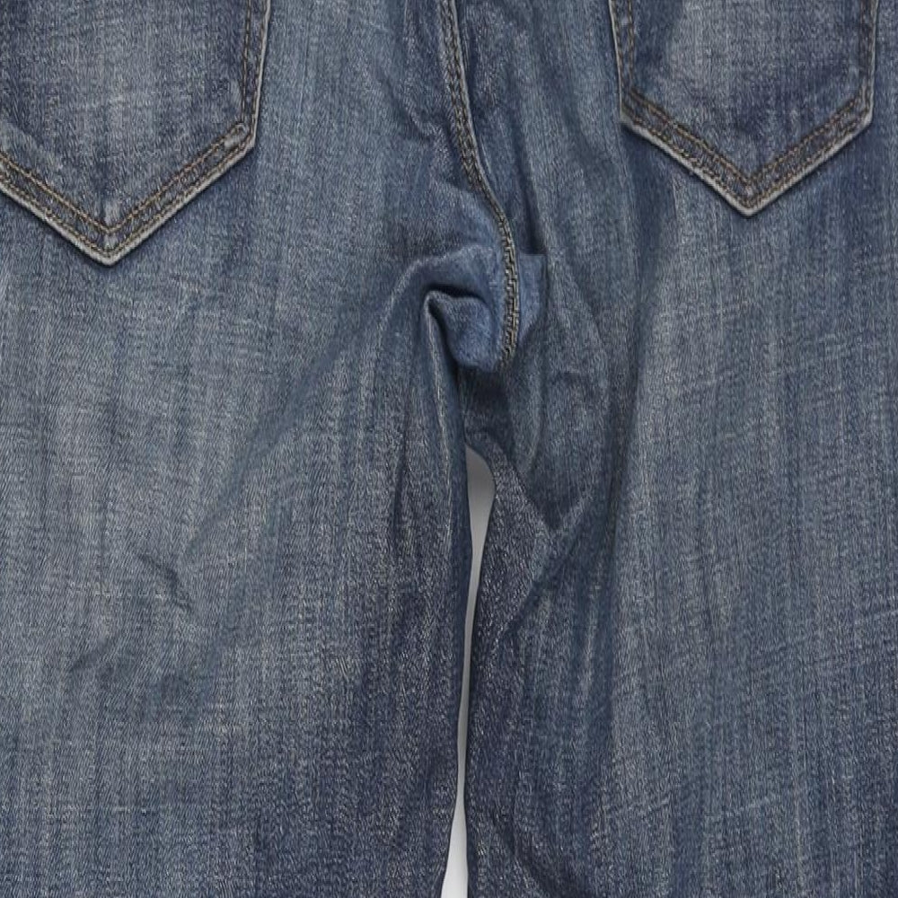 George Mens Blue Cotton Straight Jeans Size 36 in L29 in Regular Zip