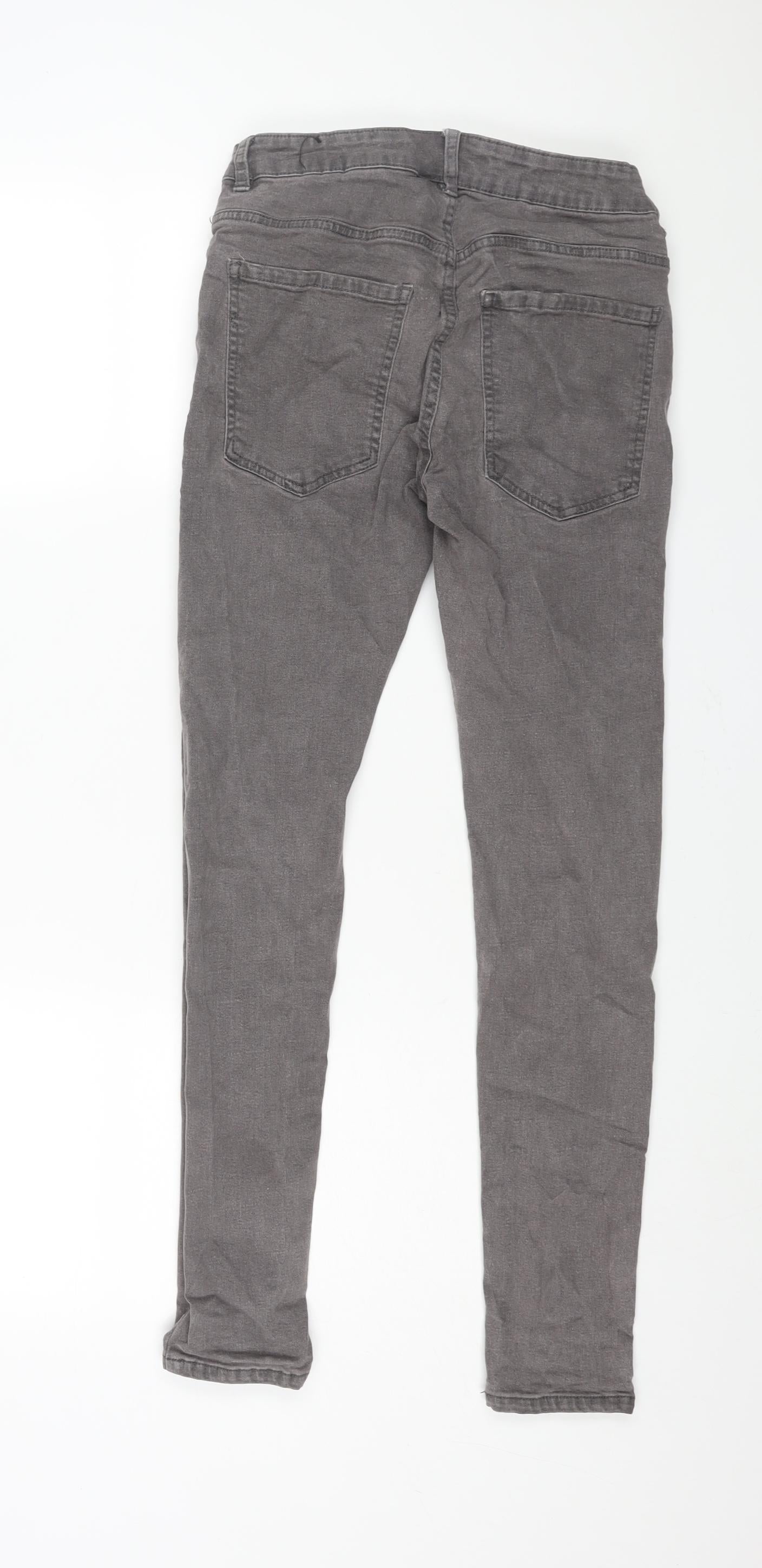 Bershka Mens Grey Cotton Skinny Jeans Size 30 in L28 in Regular Zip