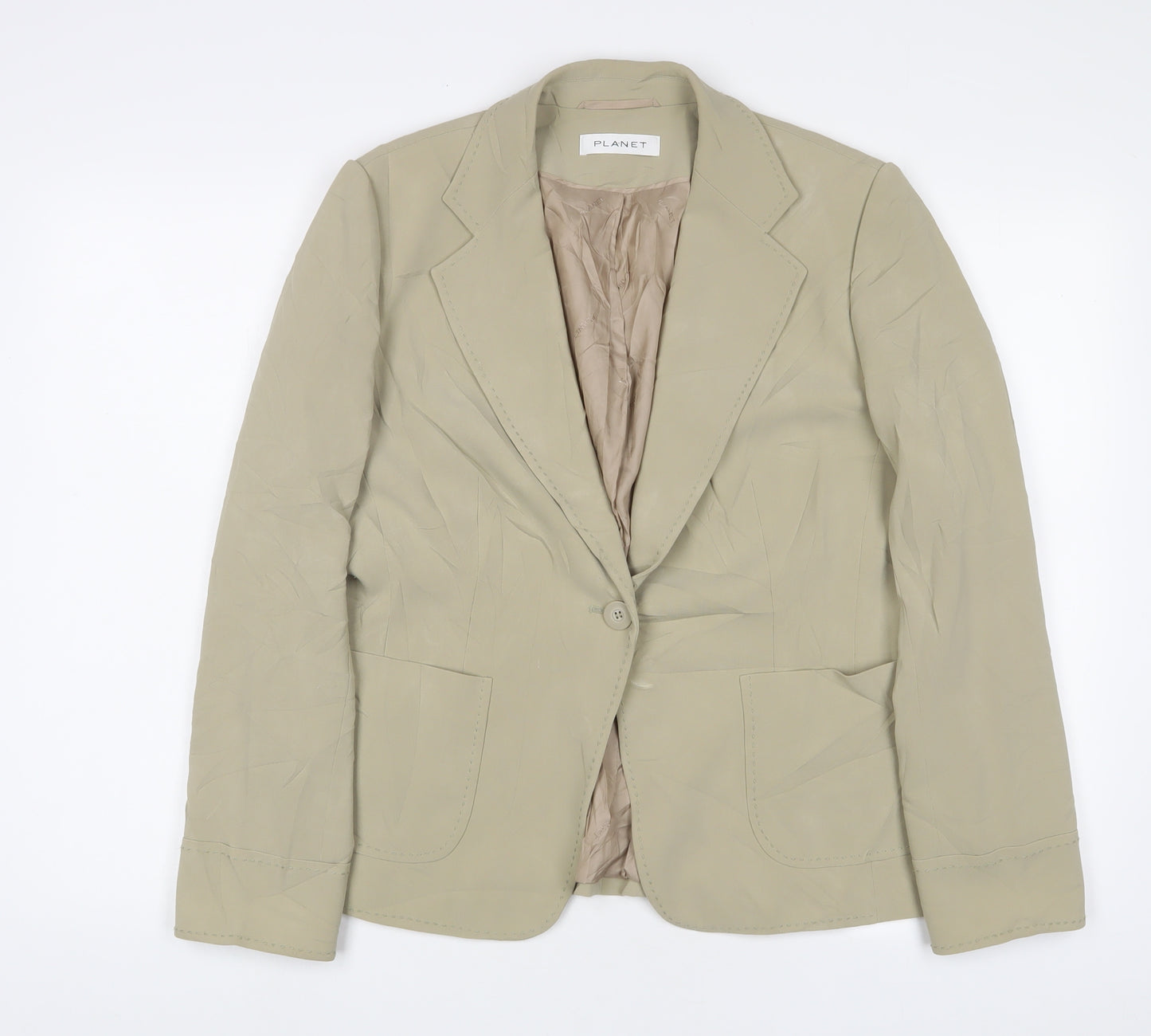 Planet Womens Beige Jacket Blazer Size 14 Button