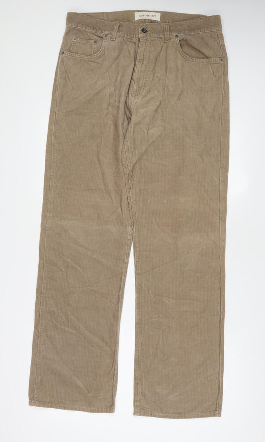 NEXT Mens Beige Cotton Trousers Size 36 in L33 in Regular Zip