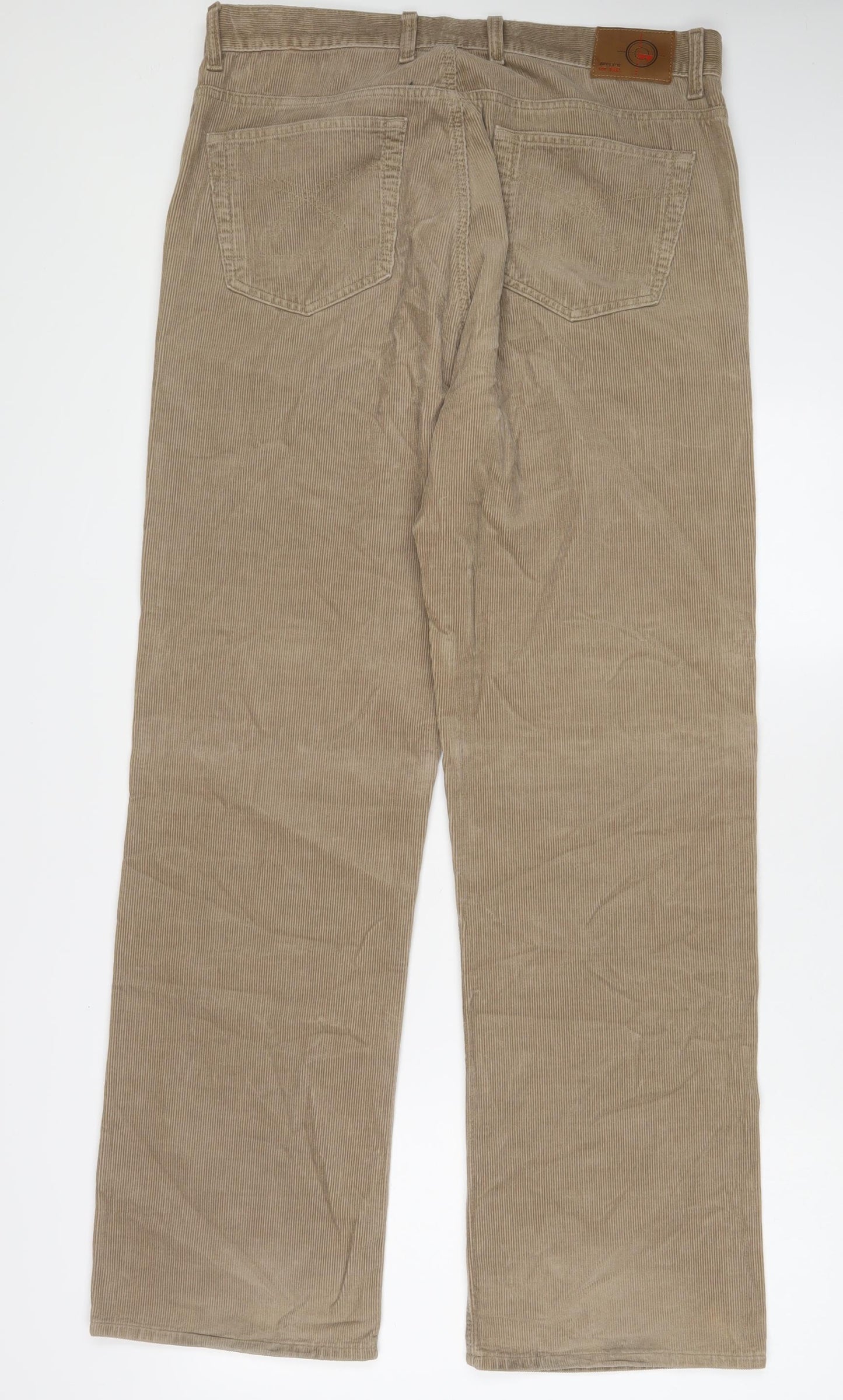 NEXT Mens Beige Cotton Trousers Size 36 in L33 in Regular Zip