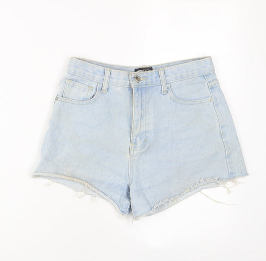 PRETTYLITTLETHING Womens Blue Cotton Basic Shorts Size 6 L3 in Regular Zip