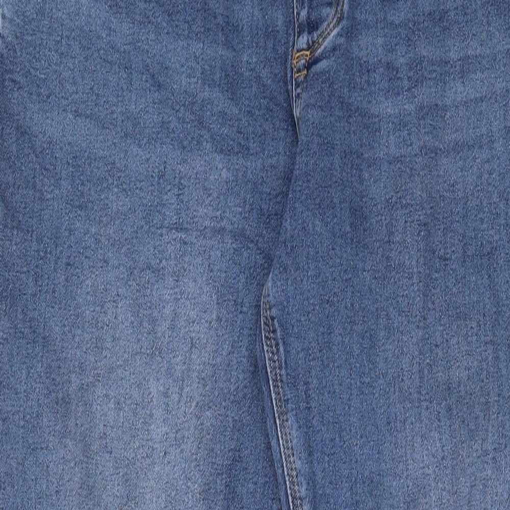 River Island Mens Blue Cotton Straight Jeans Size 36 in L32 in Regular Button