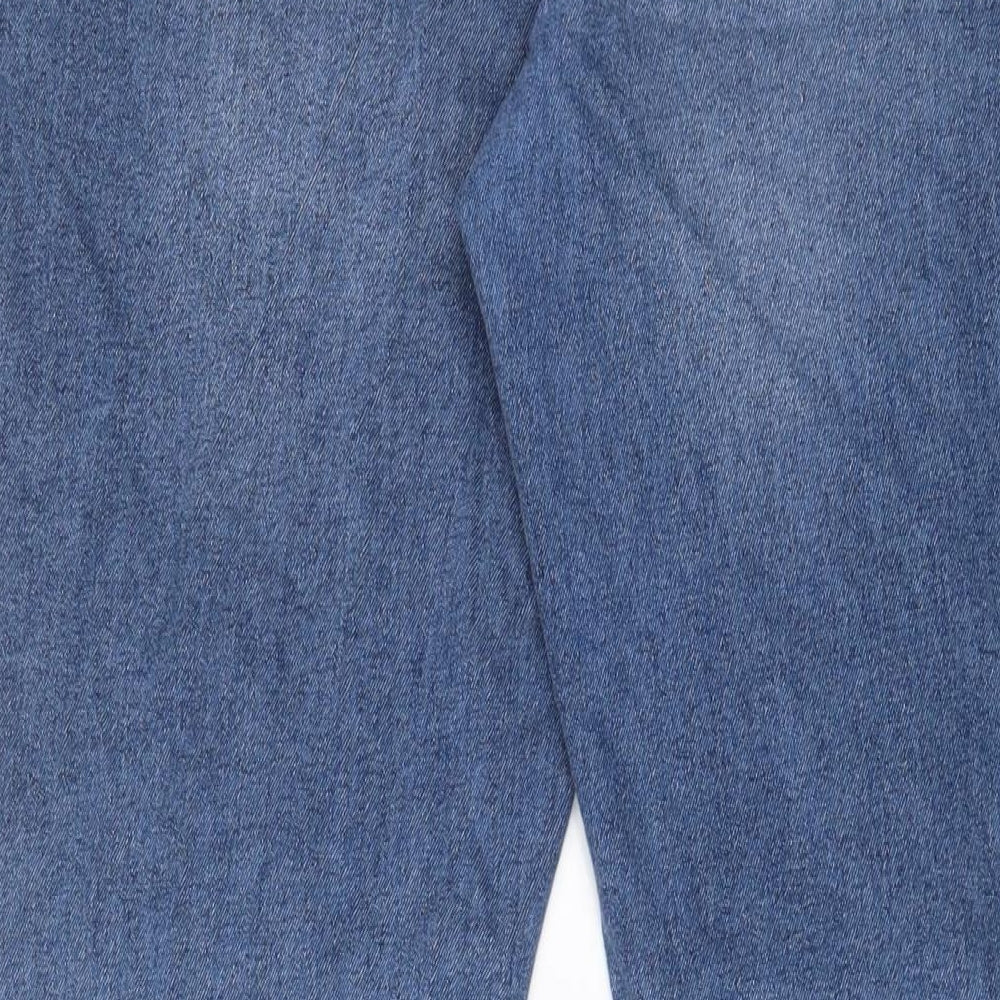 River Island Mens Blue Cotton Straight Jeans Size 36 in L32 in Regular Button