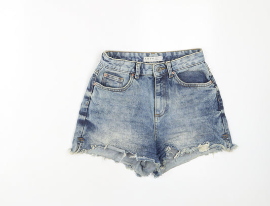 Denim & Co Womens Blue Cotton Basic Shorts Size 8 Regular Zip