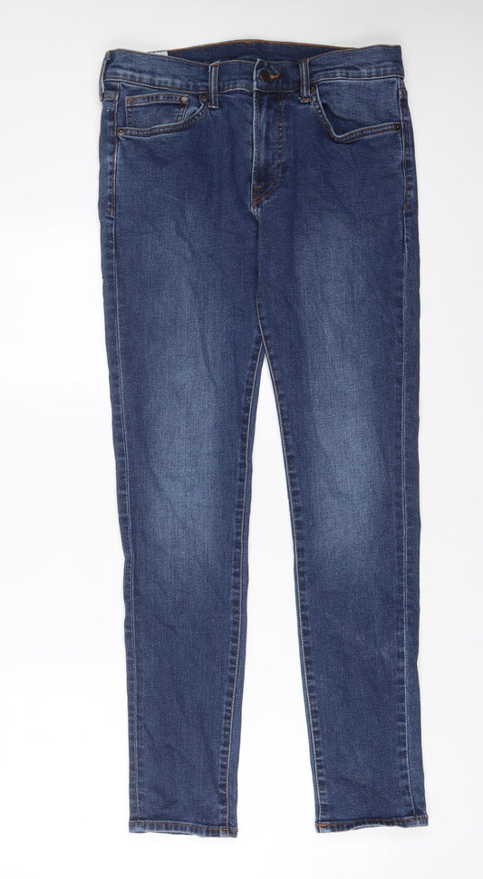 H&M Mens Blue Cotton Skinny Jeans Size 32 in L32 in Regular Zip