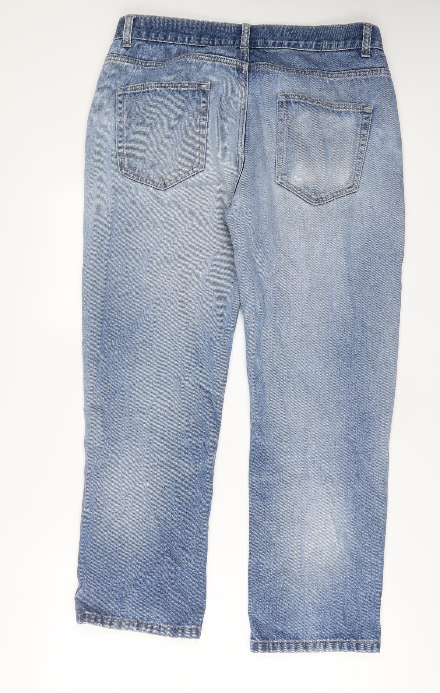 George Mens Blue Cotton Straight Jeans Size 36 in L30 in Regular Zip