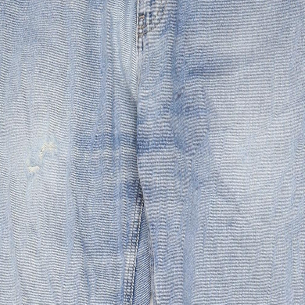 George Mens Blue Cotton Straight Jeans Size 36 in L30 in Regular Zip