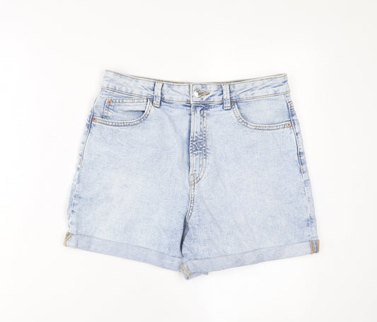 Denim & Co. Womens Blue Cotton Basic Shorts Size 10 L3 in Regular Zip