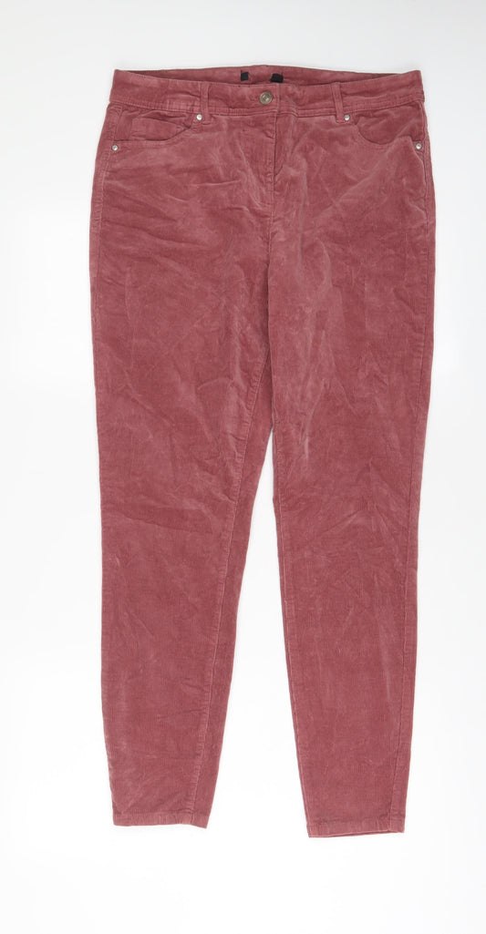 George Womens Pink Cotton Trousers Size 14 L29 in Regular Zip