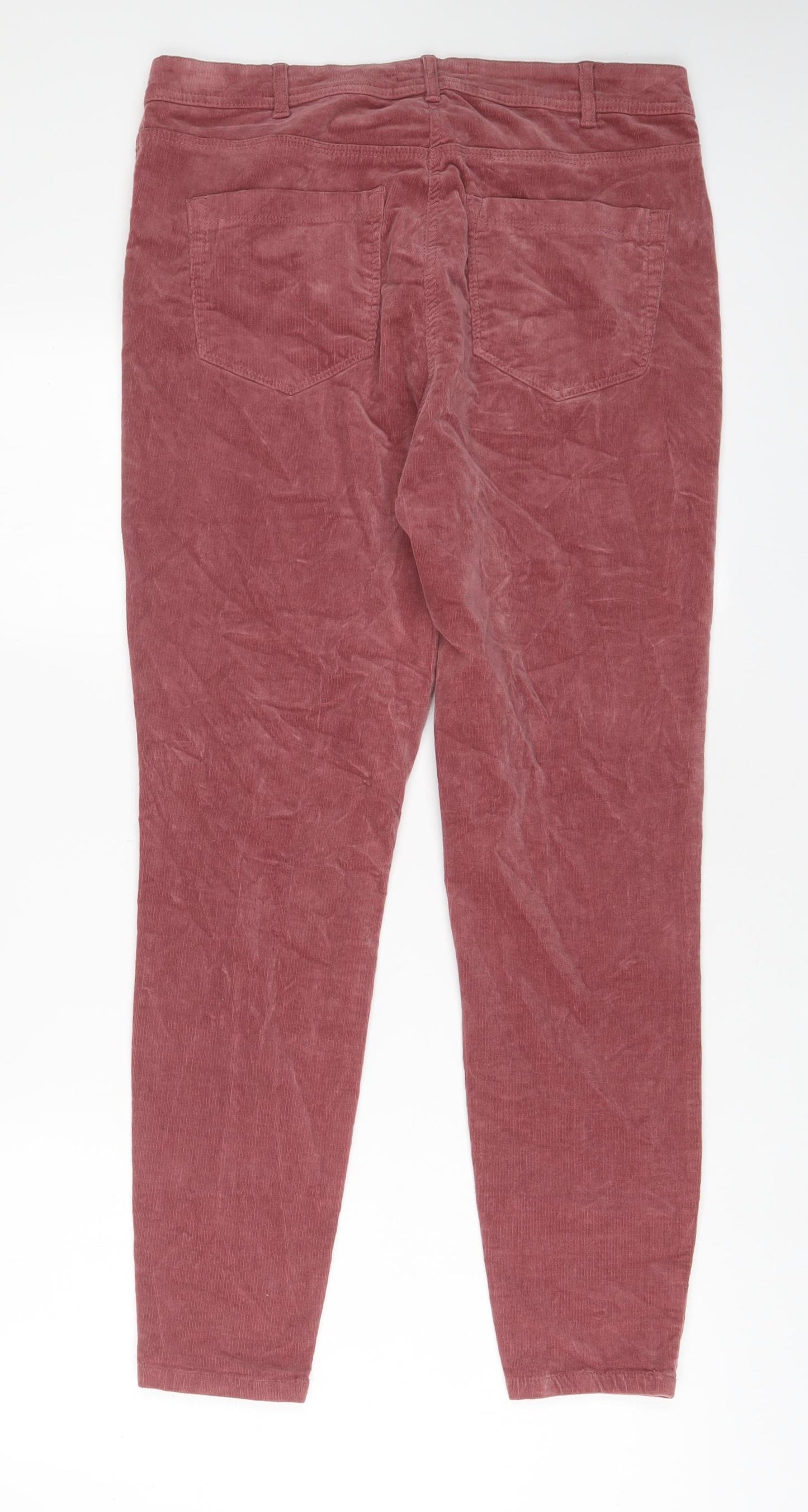 George Womens Pink Cotton Trousers Size 14 L29 in Regular Zip