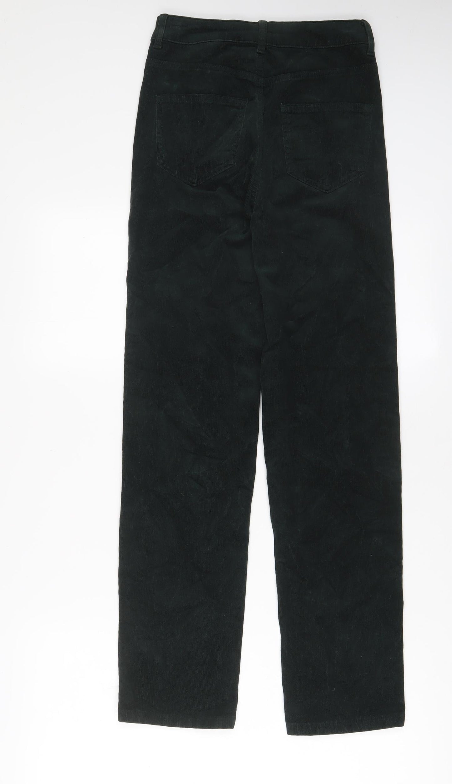 Marks and Spencer Womens Green Cotton Trousers Size 6 L29 in Regular Zip