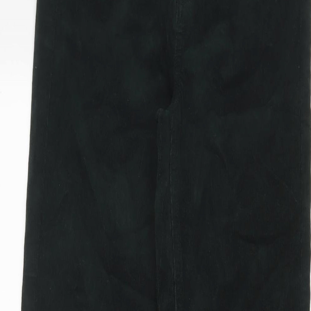 Marks and Spencer Womens Green Cotton Trousers Size 6 L29 in Regular Zip