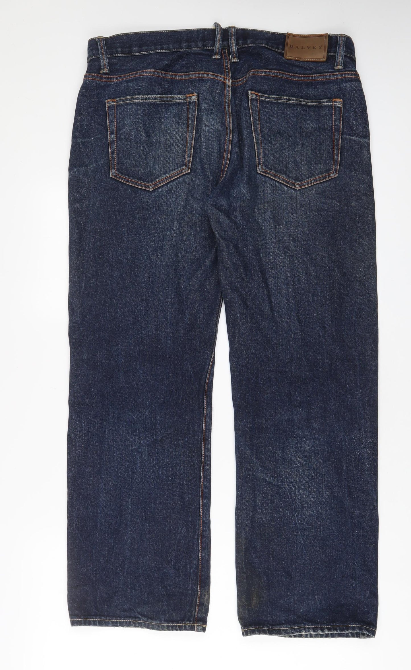 Dalvey Mens Blue Cotton Straight Jeans Size 36 in L29 in Regular Zip - Short Leg