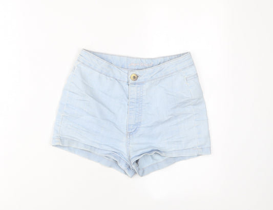 Denim & Co. Womens Blue Cotton Basic Shorts Size 8 Regular Zip