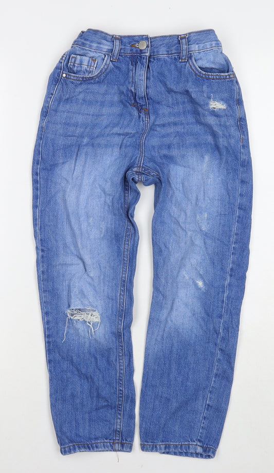 NEXT Girls Blue Cotton Straight Jeans Size 9 Years L21 in Regular Zip