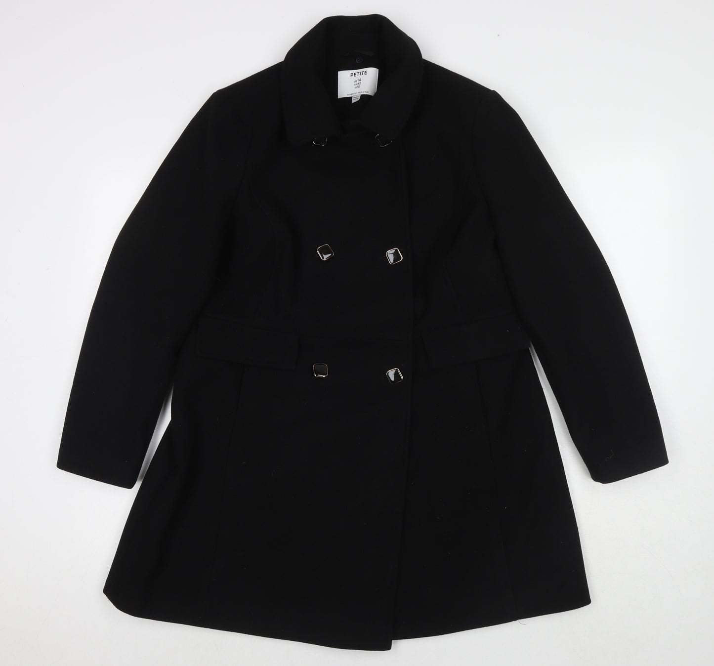 Dorothy Perkins Womens Black Pea Coat Coat Size 14 Button