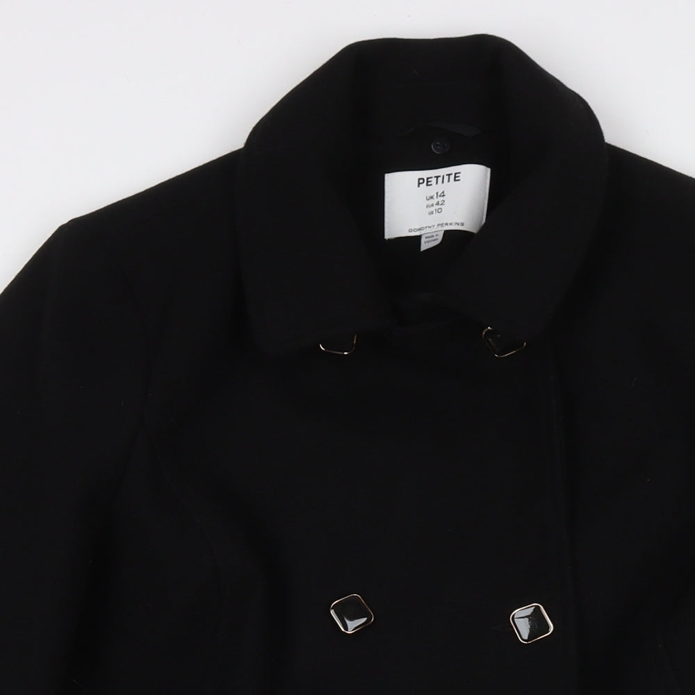 Dorothy Perkins Womens Black Pea Coat Coat Size 14 Button