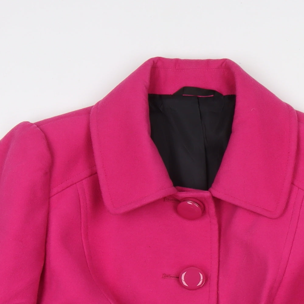 Marks and Spencer Womens Pink Pea Coat Coat Size 16 Button