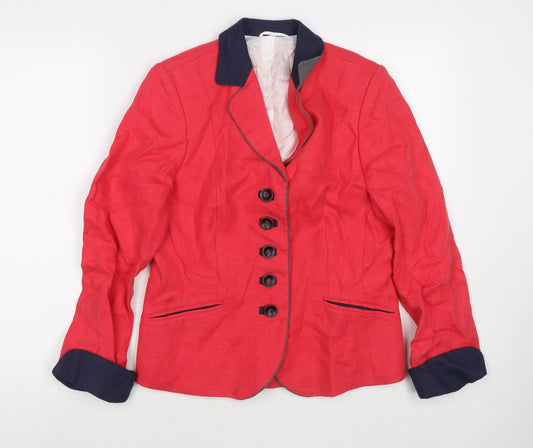 Bauer Womens Red Jacket Blazer Size 14 Button