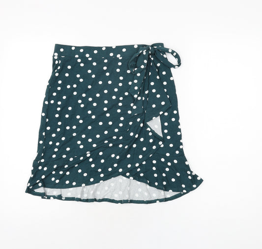 ASOS Womens Green Polka Dot Viscose Mini Skirt Size 12