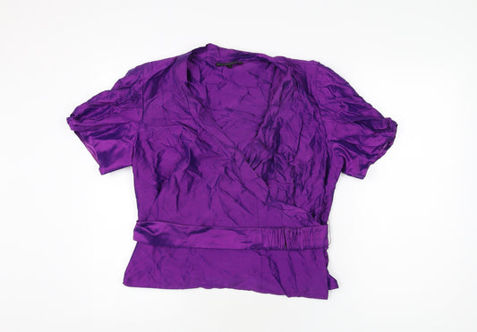 Coast Womens Purple Silk Wrap Blouse Size 18 V-Neck