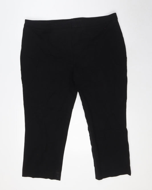 Phase Eight Womens Black Viscose Cropped Trousers Size 18 L23 in Regular Zip