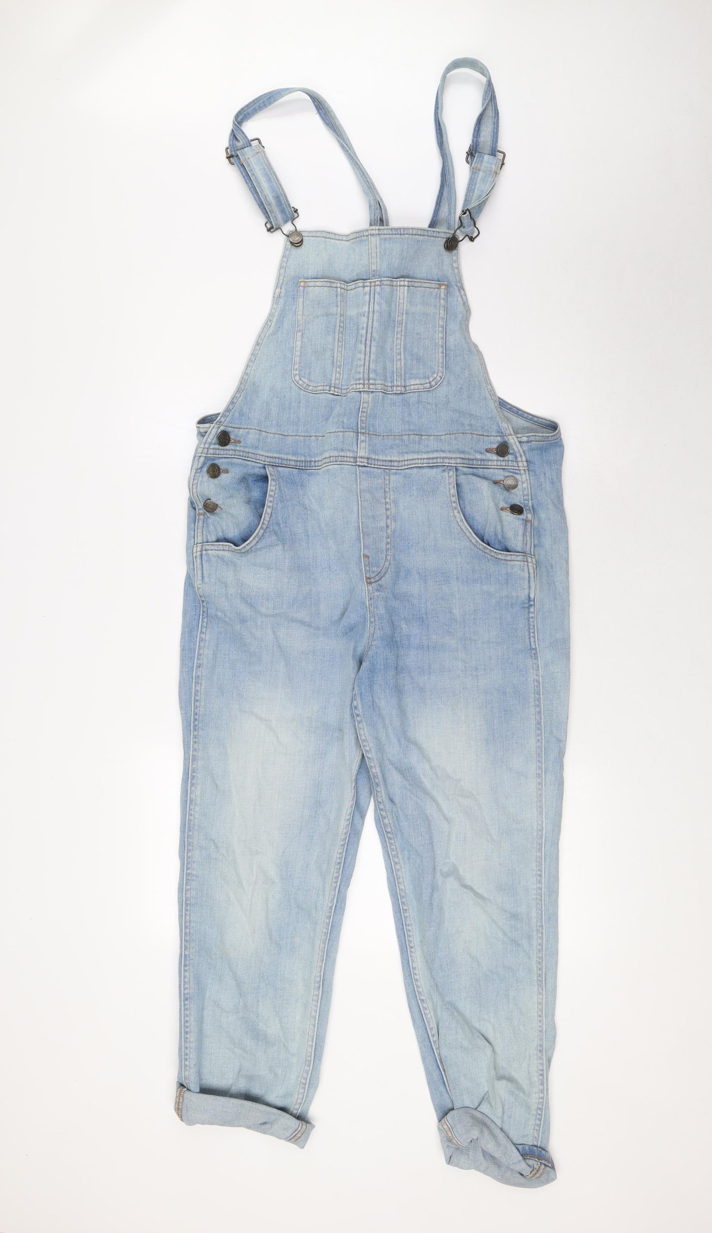 Fat Face Womens Blue Cotton Dungaree One-Piece Size 12 L24 in