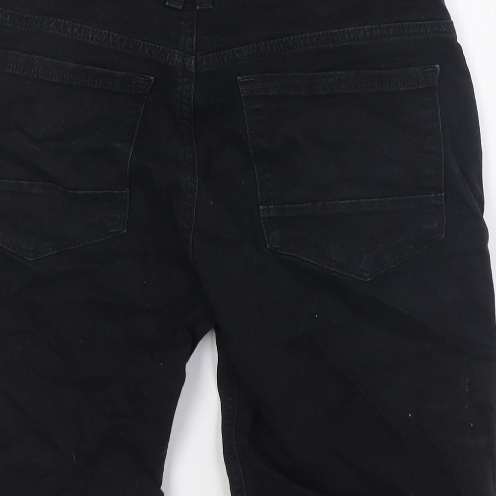 Denim Co Mens Black Cotton Cargo Shorts Size 32 in L10 in Regular Tie