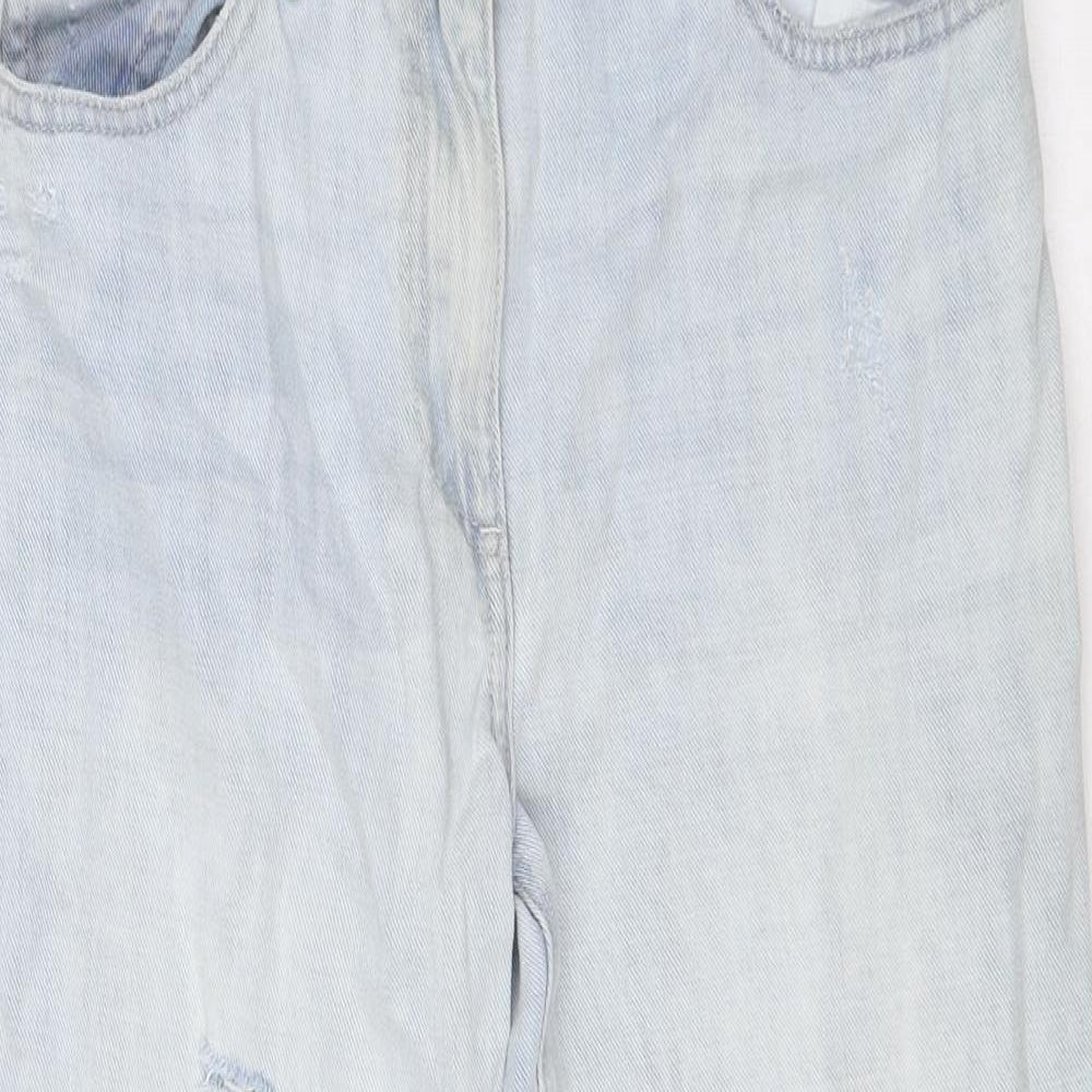 NEXT Womens Blue Cotton Boyfriend Jeans Size 10 L28 in Regular Zip