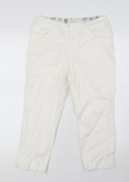 Seasalt Womens White Cotton Cropped Jeans Size 6 L20 in Regular Zip