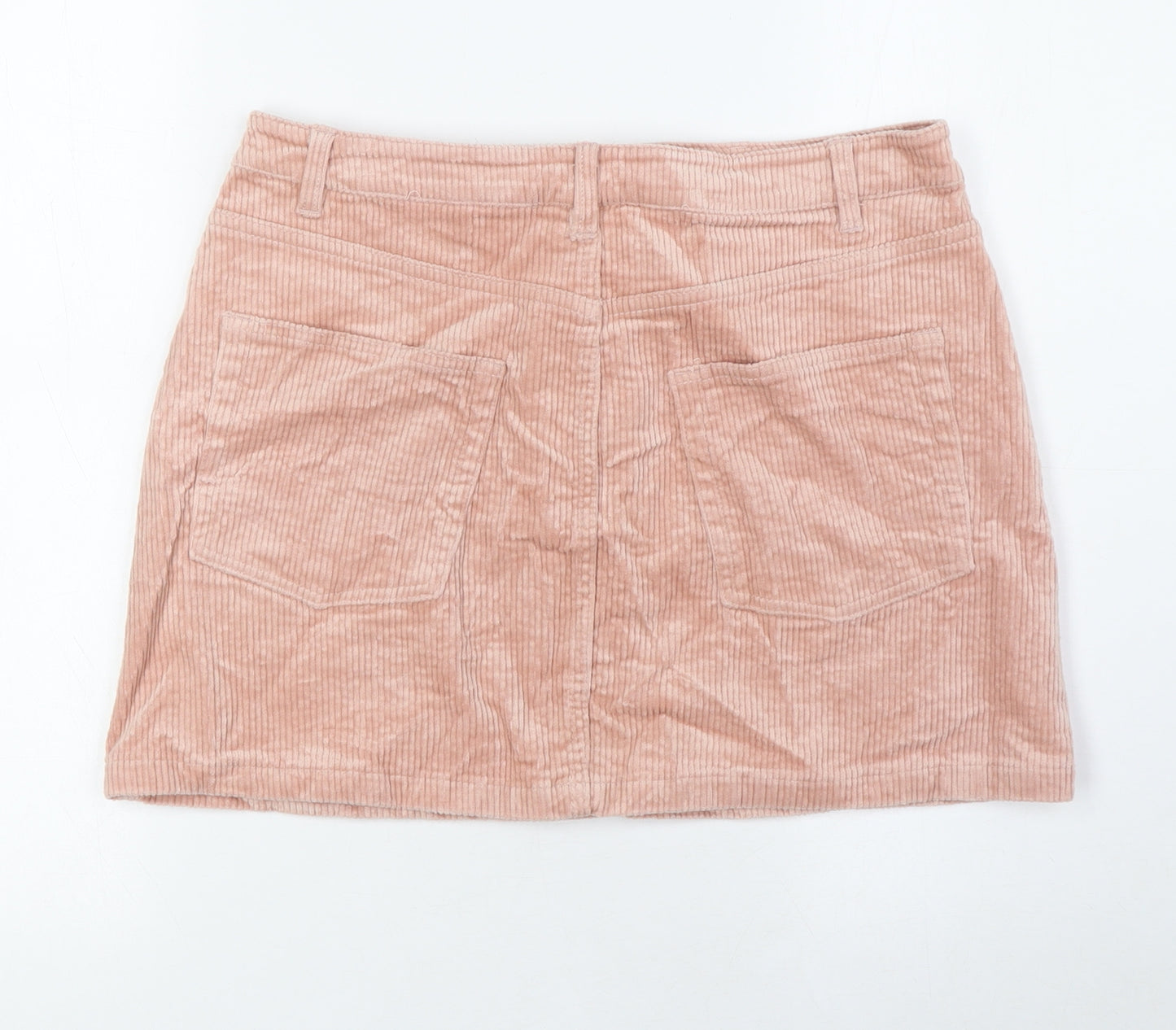 H&M Womens Pink Cotton A-Line Skirt Size 12 Zip