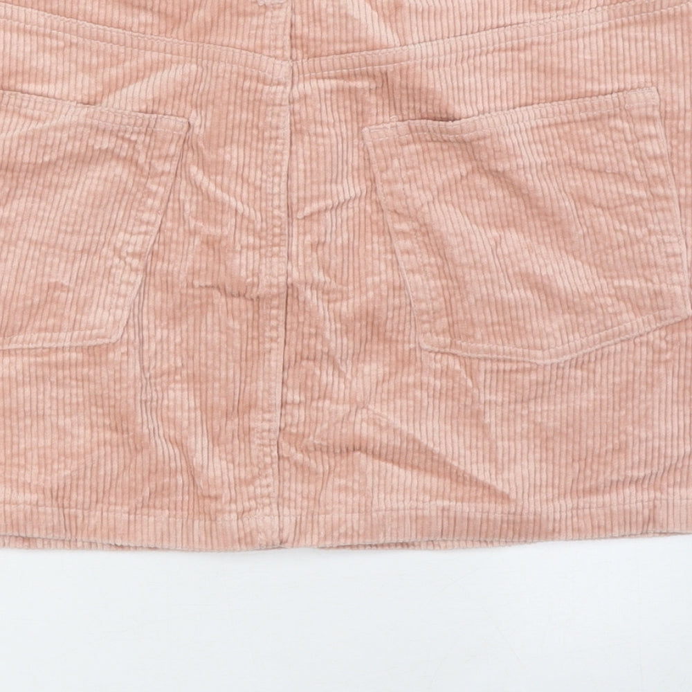 H&M Womens Pink Cotton A-Line Skirt Size 12 Zip