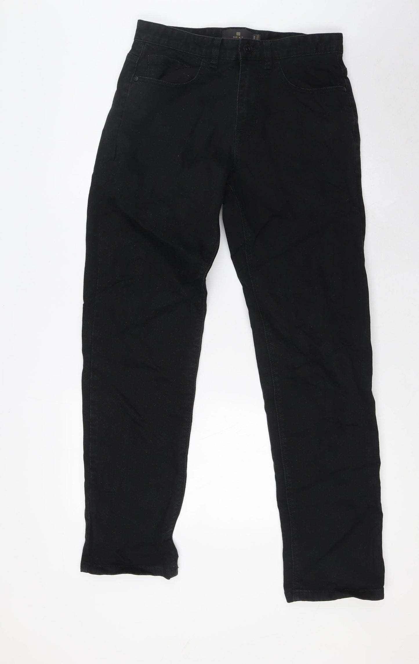 NEXT Mens Black Cotton Straight Jeans Size 30 in L31 in Regular Zip