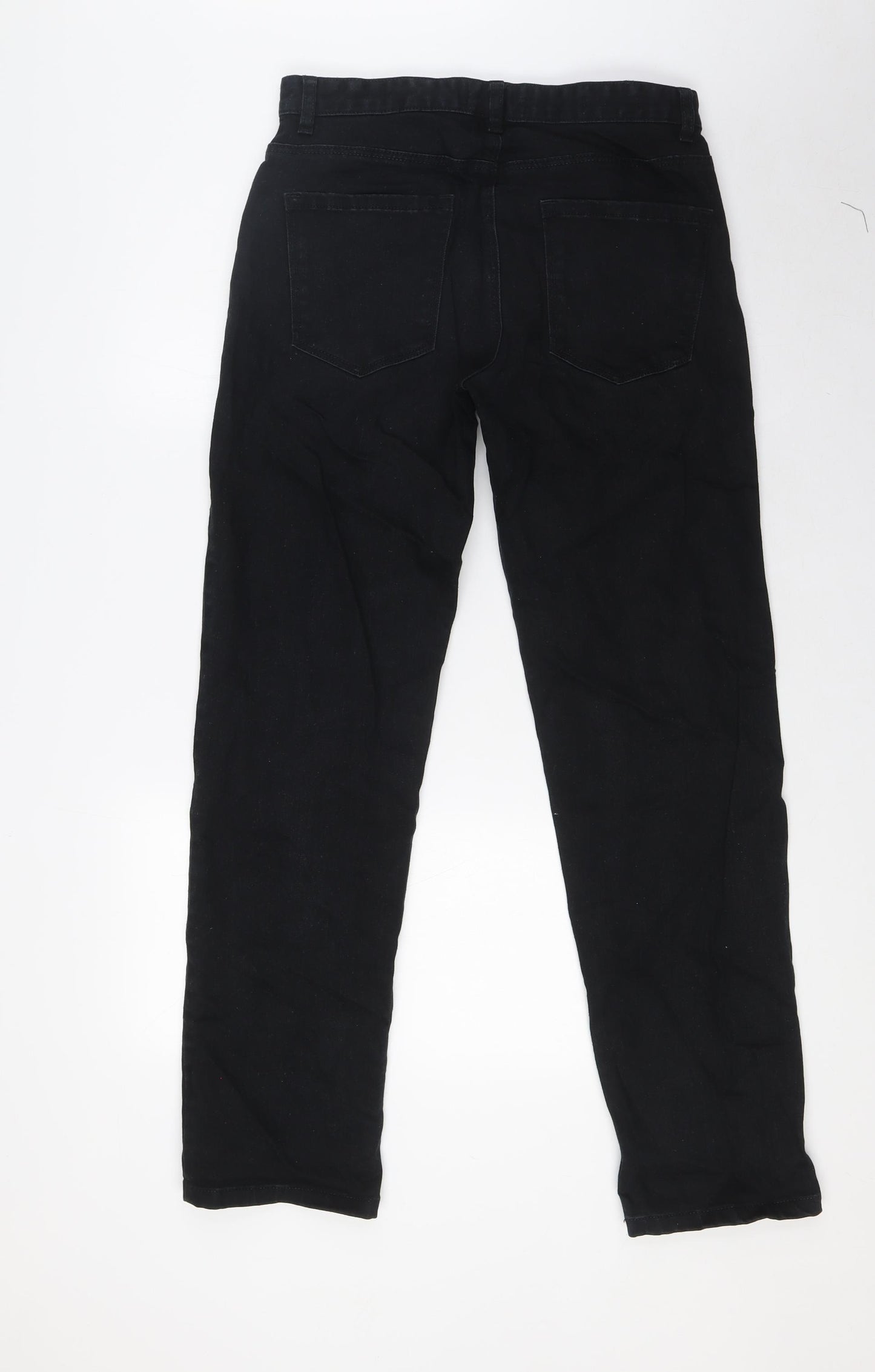 NEXT Mens Black Cotton Straight Jeans Size 30 in L31 in Regular Zip