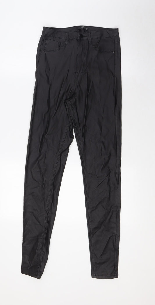 Quiz Womens Black Viscose Trousers Size 8 L29 in Regular Zip