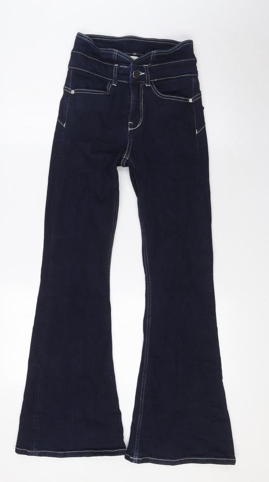 River Island Womens Blue Cotton Bootcut Jeans Size 6 L29 in Regular Zip - Denim