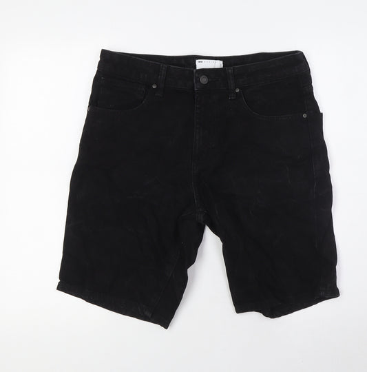 ASOS Mens Black Cotton Cargo Shorts Size 32 in L10 in Regular Zip