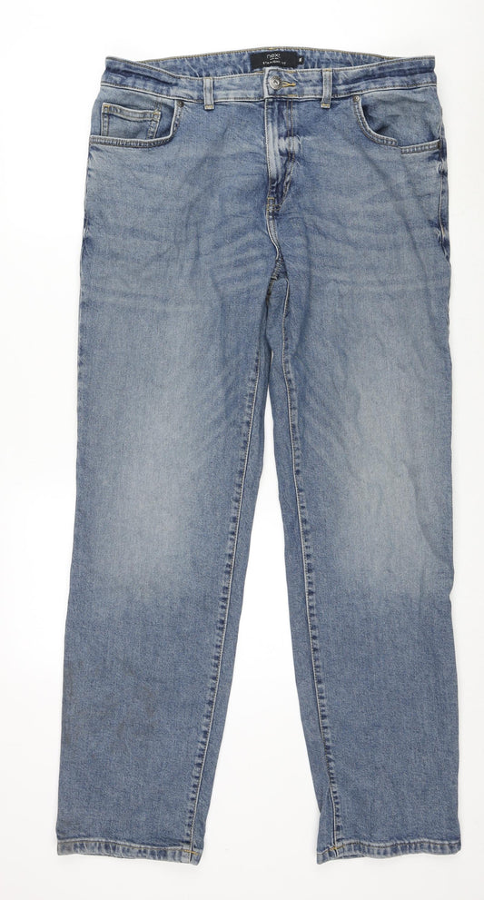 NEXT Mens Blue Cotton Straight Jeans Size 36 in L33 in Regular Zip