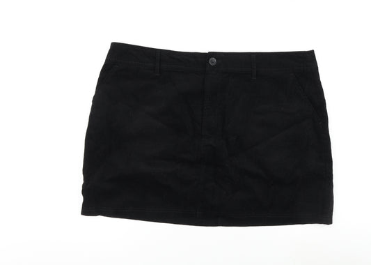 ASOS Womens Black Cotton Mini Skirt Size 20 Zip