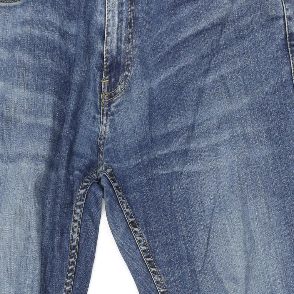 Zara Mens Blue Cotton Straight Jeans Size 36 in L31 in Regular Zip