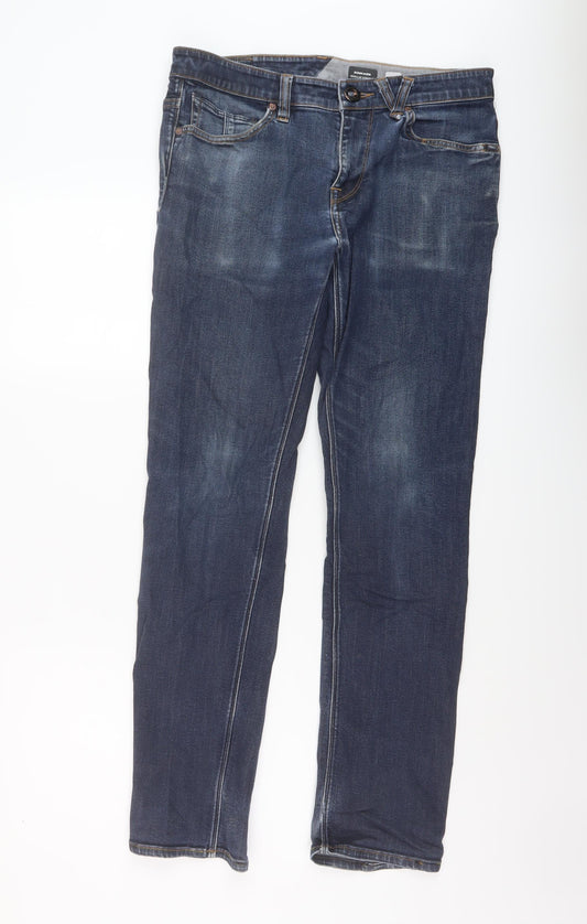 Kinkade Mens Blue Cotton Straight Jeans Size 30 in L30 in Regular Button