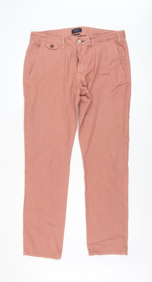 Paul Smith Mens Pink Cotton Straight Jeans Size 36 in L32 in Regular Button