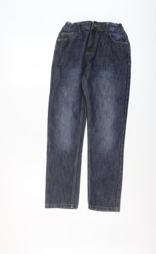 Denim & Co. Boys Blue Cotton Straight Jeans Size 11-12 Years Regular Button