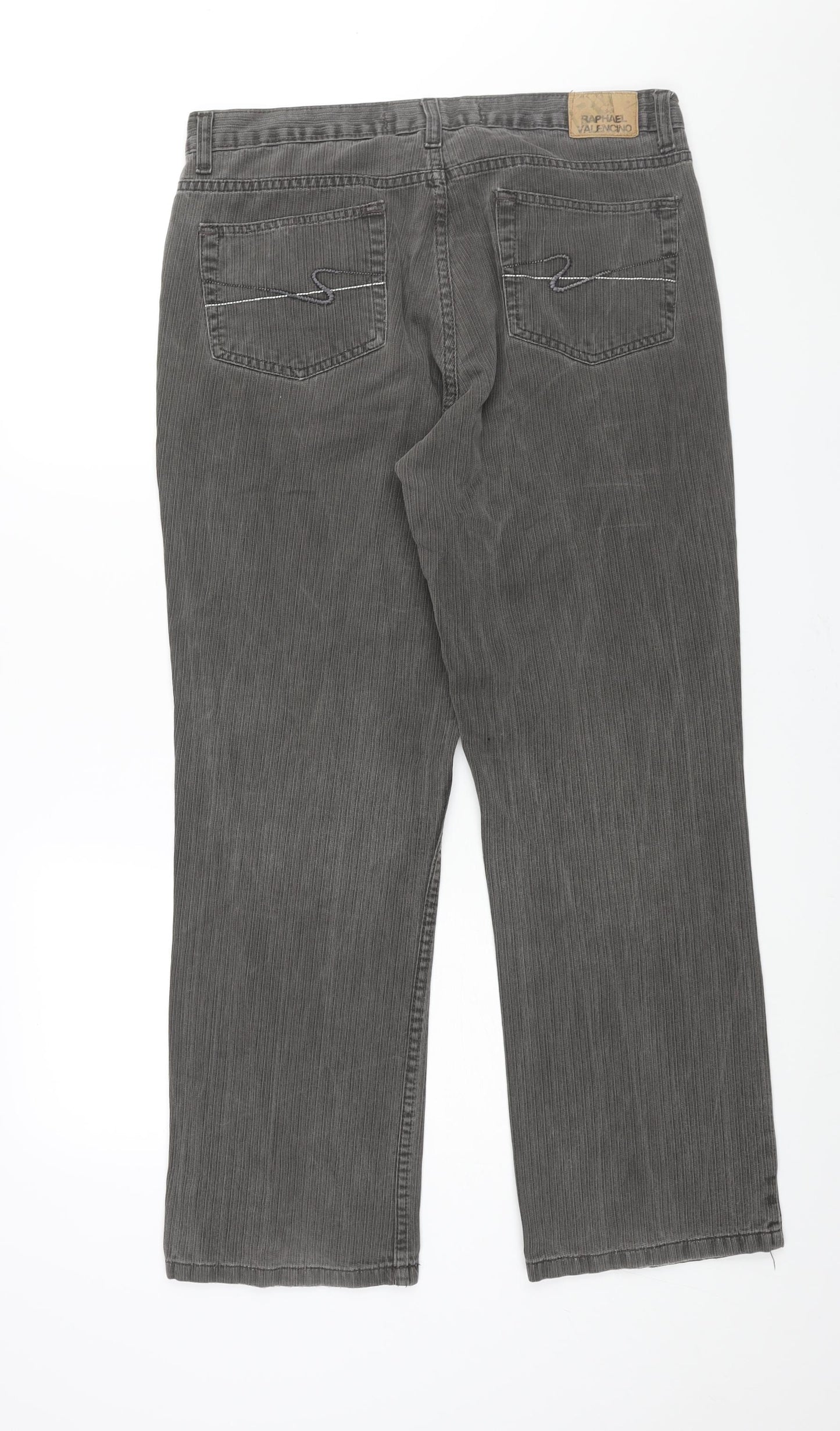 Raphael Valencino Mens Grey Cotton Straight Jeans Size 36 in L30 in Regular Zip